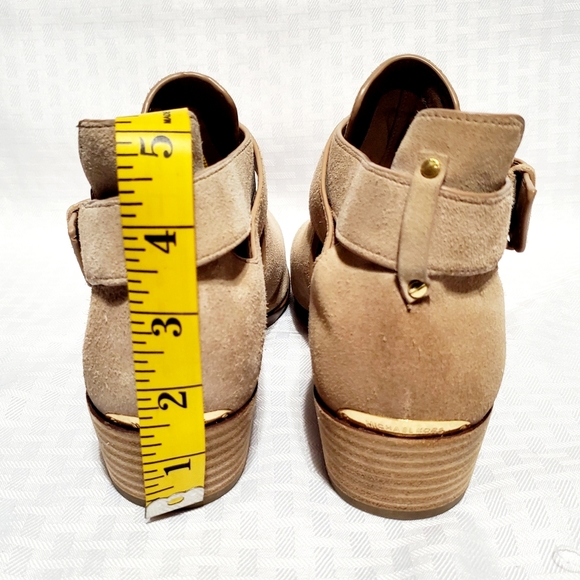 MICHAEL KORS Mercer Buckled Khaki Suede Leather Ankle Boots Size 7 - Picture 12 of 16